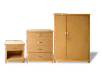 Note: Custom wardrobe shown. Custom designed casegoods are available. Finishes will be custom matched to client specifications.