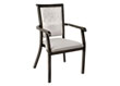 Aluminum stacking arm chair (Wood look Frame) w/upholstered seat/back.