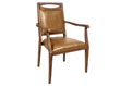 Aluminum stacking arm chair (Wood look Frame) w/upholstered seat/back.